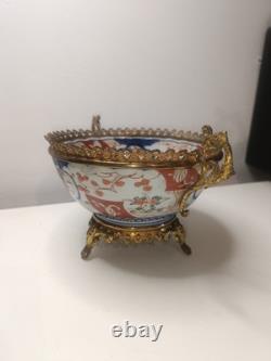 Ancienne Coupe Centre Table XIX Ème Porcelaine Imari Monture Bronze Napoléon III