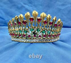 Ancienne Couronne Tiare Diademe De Sainte Vierge Statue Religieuse Theatre XIX