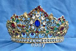 Ancienne Couronne Tiare Diademe De Sainte Vierge Statue Religieuse Theatre XIX