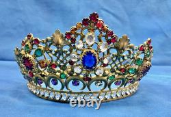Ancienne Couronne Tiare Diademe De Sainte Vierge Statue Religieuse Theatre XIX
