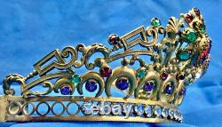 Ancienne Couronne Tiare Diademe De Sainte Vierge Statue Religieuse Theatre XIX