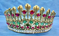 Ancienne Couronne Tiare Diademe De Sainte Vierge Statue Religieuse Theatre XIX