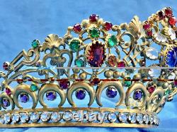 Ancienne Couronne Tiare Diademe De Sainte Vierge Statue Religieuse Theatre XIX