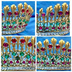 Ancienne Couronne Tiare Diademe De Sainte Vierge Statue Religieuse Theatre XIX