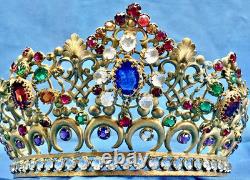 Ancienne Couronne Tiare Diademe De Sainte Vierge Statue Religieuse Theatre XIX