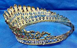 Ancienne Couronne Tiare Diademe De Sainte Vierge Statue Religieuse Theatre XIX