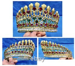 Ancienne Couronne Tiare Diademe De Sainte Vierge Statue Religieuse Theatre XIX