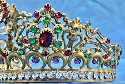 Ancienne Couronne Tiare Diademe De Sainte Vierge Statue Religieuse Theatre XIX