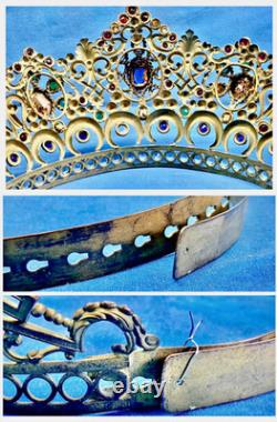 Ancienne Couronne Tiare Diademe De Sainte Vierge Statue Religieuse Theatre XIX