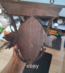 Ancienne Étagère Console Murale Forêt Noire Bois Sculpté Tête De Chamois XIXe