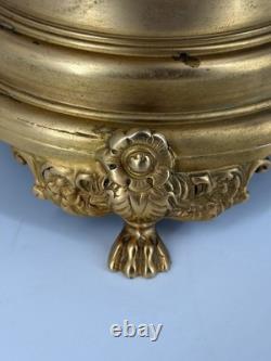 Ancienne Lampe Putto Régule Patiné Noir & Doré Napoléon III XIXe Ré électrifiée