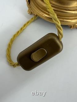 Ancienne Lampe Putto Régule Patiné Noir & Doré Napoléon III XIXe Ré électrifiée