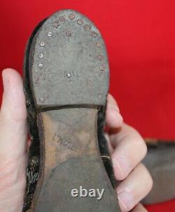Ancienne Paire De Chaussures Fil D'or XIX Eme L'huillier Napoleon 3 Empire