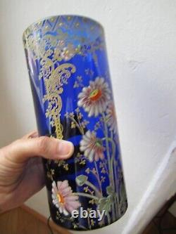 Ancienne Paire Vase Verre Emaille Legras, Montjoie Fin XIX
