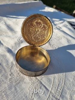 Ancienne Petite Boite Argent Massif Et Vermeil -Napoléon III- Décor Floral- XIXe