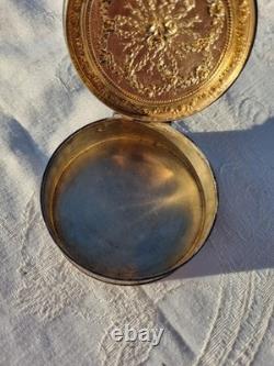 Ancienne Petite Boite Argent Massif Et Vermeil -Napoléon III- Décor Floral- XIXe
