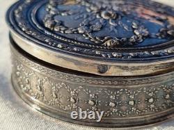 Ancienne Petite Boite Argent Massif Et Vermeil -Napoléon III- Décor Floral- XIXe