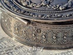 Ancienne Petite Boite Argent Massif Et Vermeil -Napoléon III- Décor Floral- XIXe