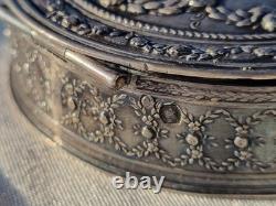Ancienne Petite Boite Argent Massif Et Vermeil -Napoléon III- Décor Floral- XIXe