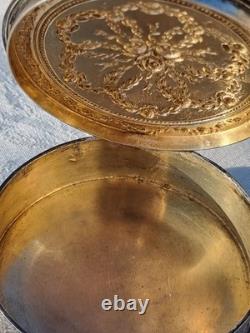 Ancienne Petite Boite Argent Massif Et Vermeil -Napoléon III- Décor Floral- XIXe