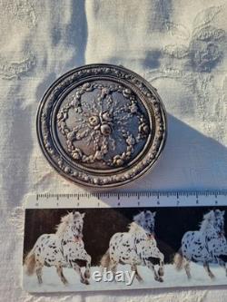 Ancienne Petite Boite Argent Massif Et Vermeil -Napoléon III- Décor Floral- XIXe