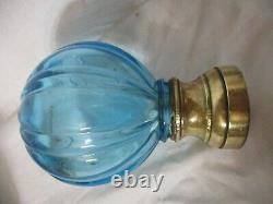 Ancienne authentique Boule D'escalier XIXè en verre ou cristal soufflé Bleu BE