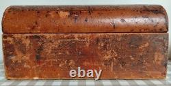 Ancienne boîte Coffret Napoléon III XIXe Cuir Gaufré Bois Bombé Collection C53