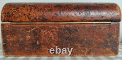 Ancienne boîte Coffret Napoléon III XIXe Cuir Gaufré Bois Bombé Collection C53