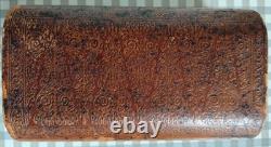 Ancienne boîte Coffret Napoléon III XIXe Cuir Gaufré Bois Bombé Collection C53