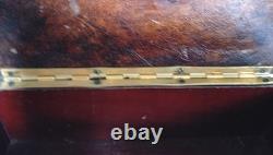 Ancienne boîte Coffret Napoléon III XIXe Cuir Gaufré Bois Bombé Collection C53