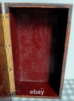 Ancienne boîte Coffret Napoléon III XIXe Cuir Gaufré Bois Bombé Collection C53