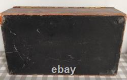 Ancienne boîte Coffret Napoléon III XIXe Cuir Gaufré Bois Bombé Collection C53