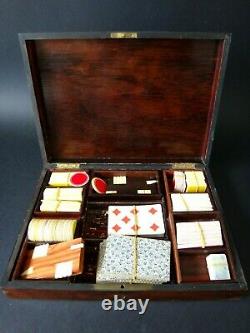 Ancienne boite à jeux acajou Napoléon III Antique playing game marquetry XIX