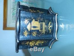 Ancienne boîte à thé Napoléon III coffret à décor japonisant carton bouilli XIX