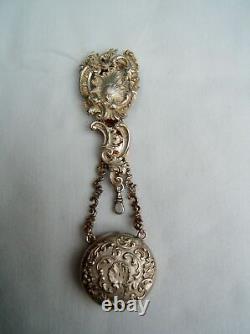 Ancienne chatelaine pendentif argent Louis XV montre a gousset XIX Napoleon III