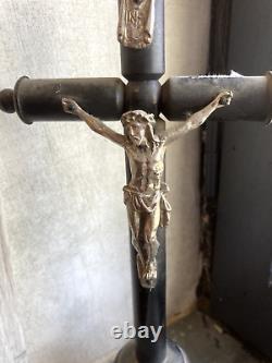 Ancienne croix christ Napoléon III XIX ème S jésus clou vintage église dévotion