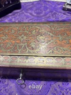 Ancienne grande boite a Écriture Coffret epoque XIXe Inclusion Cuivre Napoléon 3
