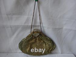 Ancienne grande bourse aumônière ou petit sac tissus ancien Napoléon III XIX