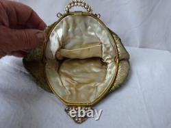 Ancienne grande bourse aumônière ou petit sac tissus ancien Napoléon III XIX