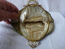 Ancienne grande bourse aumônière ou petit sac tissus ancien Napoléon III XIX