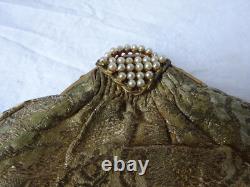 Ancienne grande bourse aumônière ou petit sac tissus ancien Napoléon III XIX