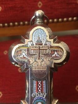 Ancienne grande croix micromosaique XIX eme Grand Tour