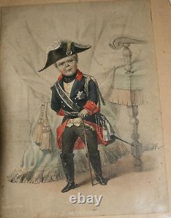 Ancienne gravure caricaturale satyrique Napoléon III le petit milieu XIX ème