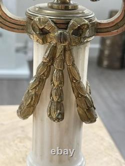 Ancienne paire chandeliers bougeoirs en bronze et marbre XIX siècle Napoléon III