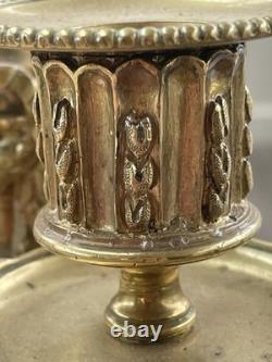 Ancienne paire chandeliers bougeoirs en bronze et marbre XIX siècle Napoléon III