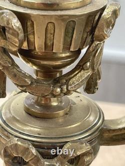 Ancienne paire chandeliers bougeoirs en bronze et marbre XIX siècle Napoléon III