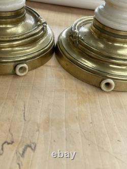 Ancienne paire chandeliers bougeoirs en bronze et marbre XIX siècle Napoléon III