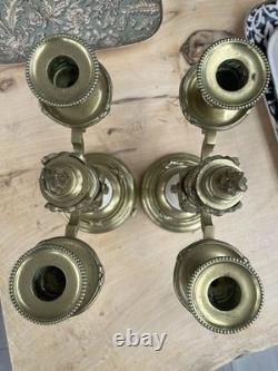 Ancienne paire chandeliers bougeoirs en bronze et marbre XIX siècle Napoléon III