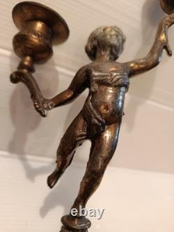 Ancienne paire de bougeoirs aux putti style Napoléon III XIXe siècle