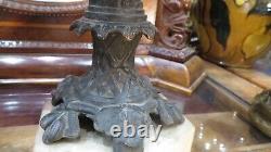 Ancienne paire de cassolettes napoleon III en regule sur marbre epoque XIXe
